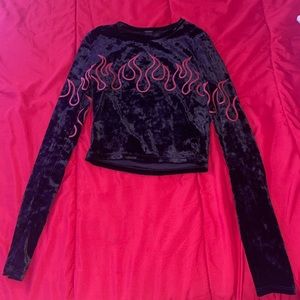 FOREVER 21 Black Red Flame Top